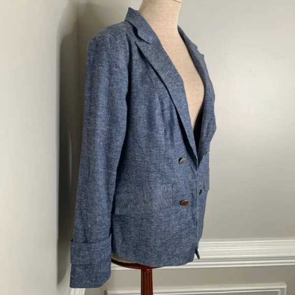 Chico's Blue Linen Blend Blazer Size Chico's 2 - Picture 3 of 9